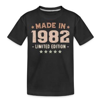 Hergestellt 1982 Jubiläumsgeschenk 1982 Jahrgang 1982 - Kinder Premium Bio T-Shirt - Schwarz - Vorne