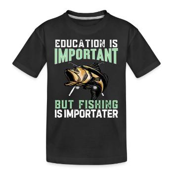 L’éducation est importante, mais la pêche est plus importante - T-shirt bio Premium Enfant - noir - Devant
