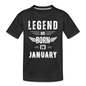 légende sont nés en cadeau de janvier - T-shirt bio Premium Enfant - noir - Devant