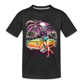 Sommer See Natur Flora Kunst Blumen Meer Strand - Kinder Premium Bio T-Shirt - Schwarz - Vorne