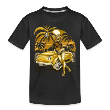 Sommer See Natur Flora Kunst Blumen Meer Strand - Kinder Premium Bio T-Shirt - Schwarz - Vorne