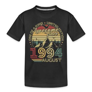 Jahrgang August 1994 Retro Geburtstagsgeschenk - Kinder Premium Bio T-Shirt - Schwarz - Vorne