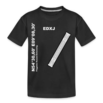 Flugplatz EDXJ Design mit Namen und Koordinaten - Kinder Premium Bio T-Shirt - Schwarz - Vorne