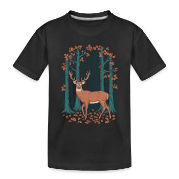 Cerfs majestueux en automne Forêt Cottagecore - T-shirt bio Premium Enfant - noir - Devant