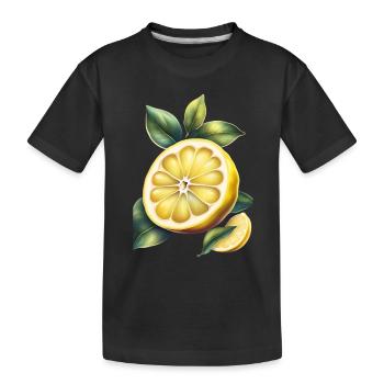 Ein gelbes Zitronen-T-Shirt-Design - Kinder Premium Bio T-Shirt - Schwarz - Vorne
