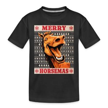 Horse Christmas Funny Funny Xmas Christmassy - Kids' Premium Organic T-Shirt - black - Front