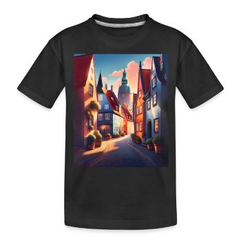Une promenade dans une ville du Danemark - T-shirt bio Premium Enfant - noir - Devant
