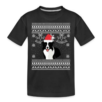 Border collie Noël chien doux - T-shirt bio Premium Enfant - noir - Devant