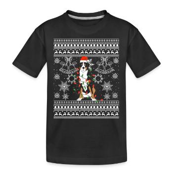 Berner Sennenhund Mode Weihnachten Familie - Kinder Premium Bio T-Shirt - Schwarz - Vorne