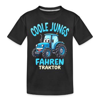 Coole Jungs fahren Traktor Trecker Junge - Kinder Premium Bio T-Shirt - Schwarz - Vorne