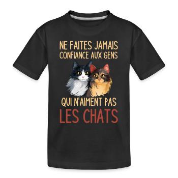 Amoureuse de chats amour des chats - T-shirt bio Premium Enfant - noir - Devant