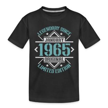 Jahrgang Januar 1965 Retro Geburtstagsgeschenk - Kinder Premium Bio T-Shirt - Schwarz - Vorne