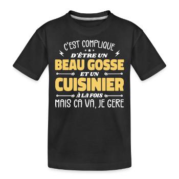 Beau gosse homme cuisinier - T-shirt bio Premium Enfant - noir - Devant