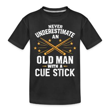 Unterschätze niemals einen alten Mann mit einem Queue - Kinder Premium Bio T-Shirt - Schwarz - Vorne