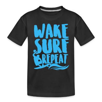 Surfing Wake Surf Repeat - Kids' Premium Organic T-Shirt - black - Front