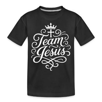 Team Jesus Kreuz Bibelvers - Kinder Premium Bio T-Shirt - Schwarz - Vorne