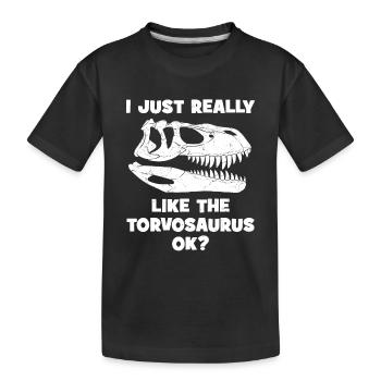 Torvosaurus Fossil Schädel - Kinder Premium Bio T-Shirt - Schwarz - Vorne