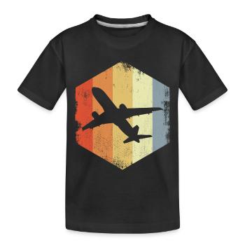 Avion à réaction vintage - T-shirt bio Premium Enfant - noir - Devant