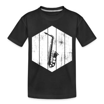 Saxophone Drawing - Kids' Premium Organic T-Shirt - black - Front