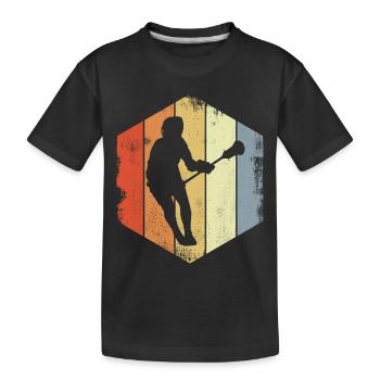 Vintage Lacrosse Spieler - Kinder Premium Bio T-Shirt - Schwarz - Vorne