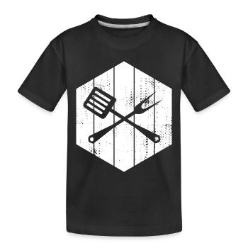 Wooden spoon and fork - Kids' Premium Organic T-Shirt - black - Front