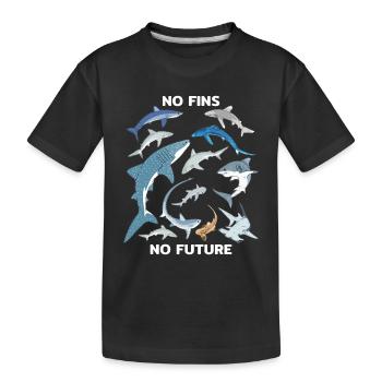 No Fins No Future Blauhai Walhai Haiarten - Kinder Premium Bio T-Shirt - Schwarz - Vorne