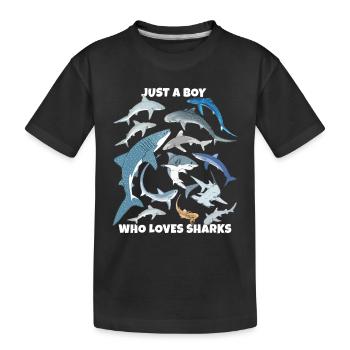 Just a boy who loves sharks - Kids' Premium Organic T-Shirt - black - Front