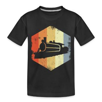 Locomotive à vapeur rétro - T-shirt bio Premium Enfant - noir - Devant