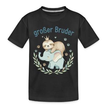 Big Brother Sloth & Elephant - Kids' Premium Organic T-Shirt - black - Front