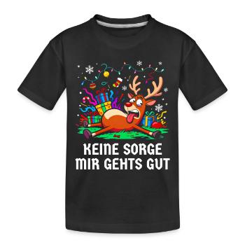 Rentier Weihnachten Stress genervt chaotisch - Kinder Premium Bio T-Shirt - Schwarz - Vorne