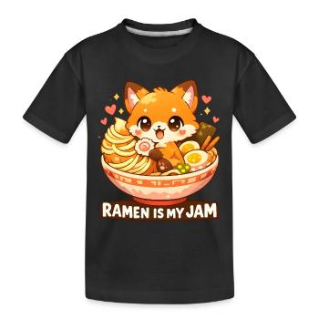 Kawaii Ramen Katze  - Kinder Premium Bio T-Shirt - Schwarz - Vorne