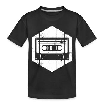 80er Jahre Kassette - Kinder Premium Bio T-Shirt - Schwarz - Vorne