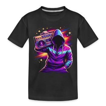 80s Neon Boombox Streetstyle - Kids' Premium Organic T-Shirt - black - Front