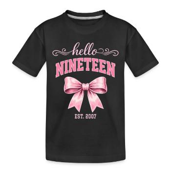 Hello Nineteen 19 Year Old Is 2007 Birthday Knot - Kids' Premium Organic T-Shirt - black - Front