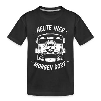 Löwe im LKW – Heute Hier Morgen Dort - Kinder Premium Bio T-Shirt - Schwarz - Vorne