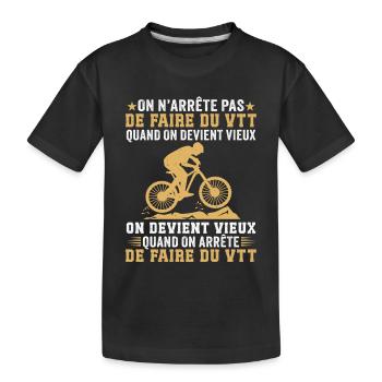On devient vieux quand on arrête le VTT  - T-shirt bio Premium Enfant - noir - Devant