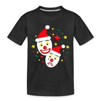 Nikolaus und Weihnachtsmann Masken mit Sternen. - Kinder Premium Bio T-Shirt - Schwarz - Vorne
