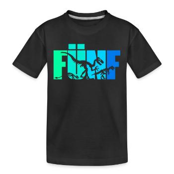 5 Jahre Junge Dino 5. Geburtstag Dinosaurier - Kinder Premium Bio T-Shirt - Schwarz - Vorne