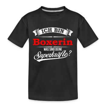 Boxer Boxerin Boxen Boxing Boxkampf Kampfsport - Kinder Premium Bio T-Shirt - Schwarz - Vorne