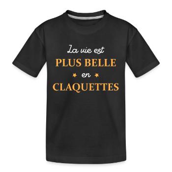 LA vie est plus belle en claquettes - T-shirt bio Premium Enfant - noir - Devant