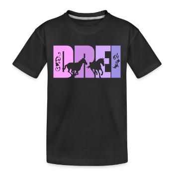 3. Geburtstag Mädchen 3 Jahre alt Pferde Pferd - Kinder Premium Bio T-Shirt - Schwarz - Vorne
