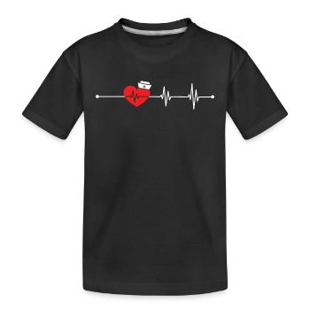 EKG Heartbeat Love Cardiogram Hollow ECG Heart - Kids' Premium Organic T-Shirt - black - Front
