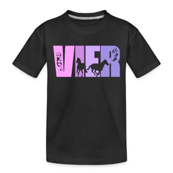 4. Geburtstag Mädchen 4 Jahre alt Pferde Pferd - Kinder Premium Bio T-Shirt - Schwarz - Vorne