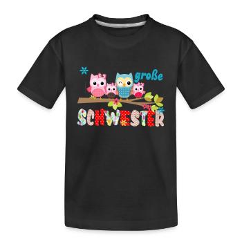 big sister bird family - Kids' Premium Organic T-Shirt - black - Front