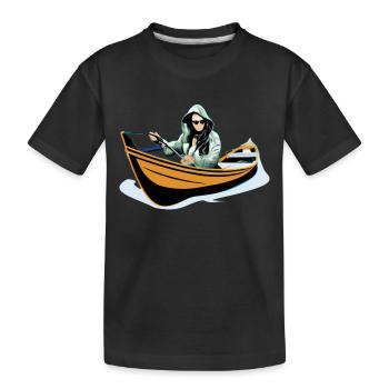 Pêcheuse dans un bateau à rames - T-shirt bio Premium Enfant - noir - Devant