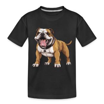 Bulldog Hund - Kinder Premium Bio T-Shirt - Schwarz - Vorne
