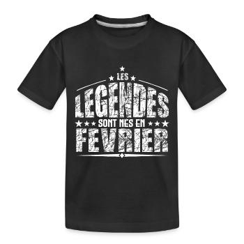 Février | les Légendes sont nés en Février Anniver - T-shirt bio Premium Enfant - noir - Devant