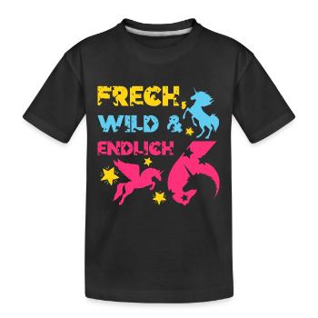EINHORN FRECH WILD UND ENDLICH 6. GEBURTSTAG - Kinder Premium Bio T-Shirt - Schwarz - Vorne