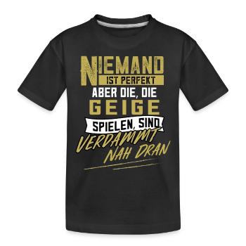 Geige Geiger Fidel Geigenspieler Geschenk - Kinder Premium Bio T-Shirt - Schwarz - Vorne