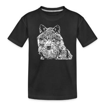 wolf - Kids' Premium Organic T-Shirt - black - Front
